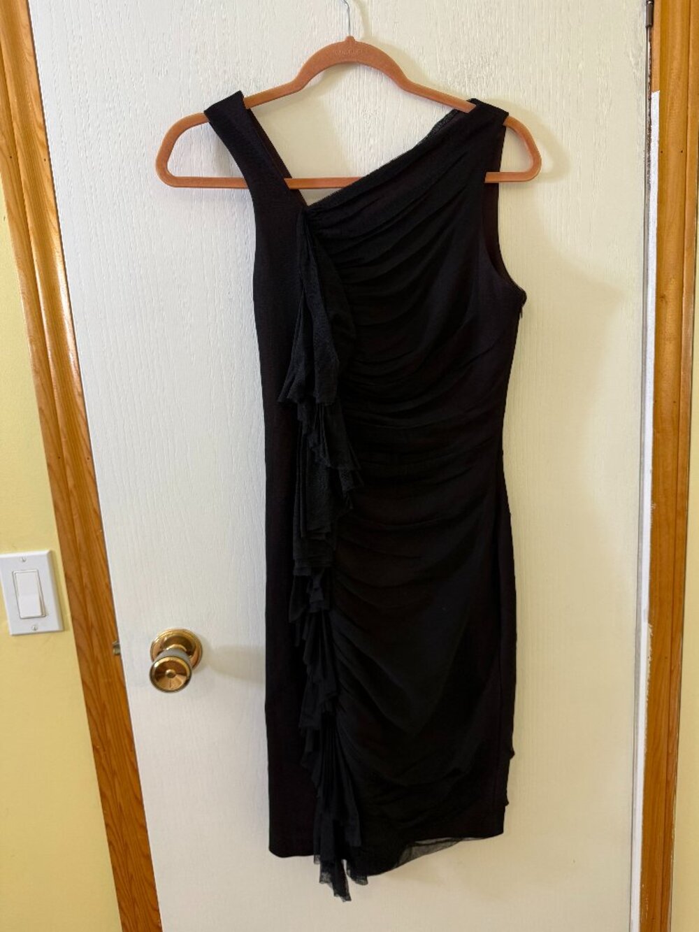💖 2/40 Robert Rodriguez Black One Shoulder Ruched Mesh Dress Size 2 - Picture 2 of 6